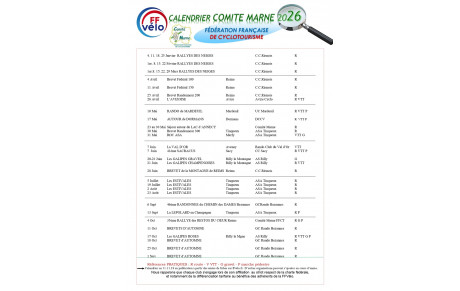 calendrier cyclotourisme 2026 Marne